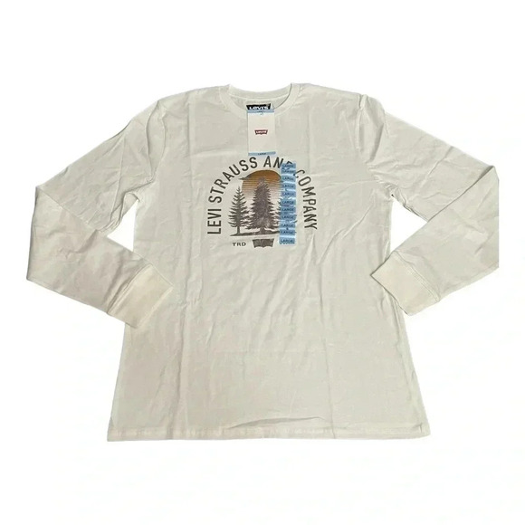 Levi’s White Front Chest Logo Long Sleeve T-Shirt Mens size Large New with Tag - Picture 1 of 11